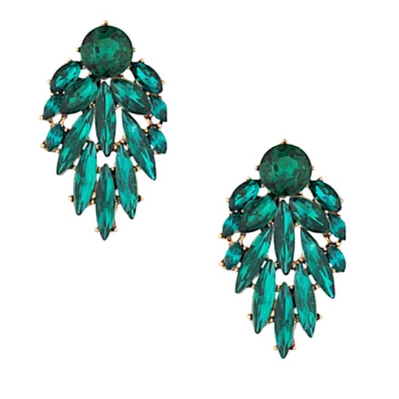 New ~ Anthropologie Ettika "Cry Me A River" Emerald Green Crystal Drop Earrings - Picture 3 of 16